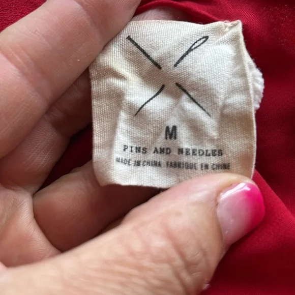 Anthropologie Pins and Needles red, cropped kimono with bird pattern Size M. - Picture 7 of 9